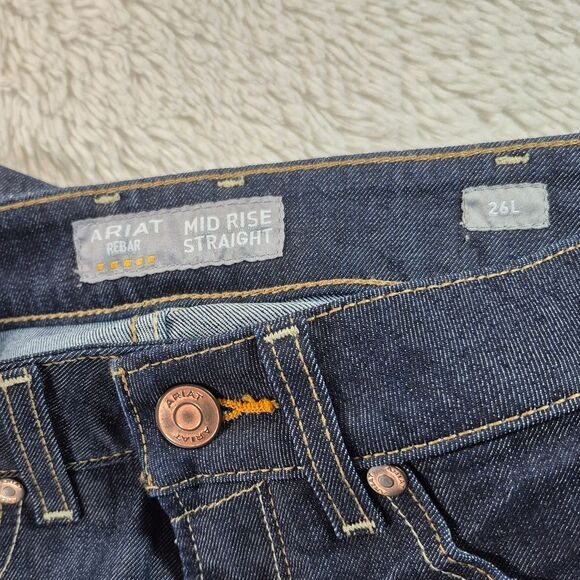 NWOT Ariat Rebar DuraStretch Mid-Rise Straight Leg Work Jeans Blue Denim 26X34 - Picture 3 of 12